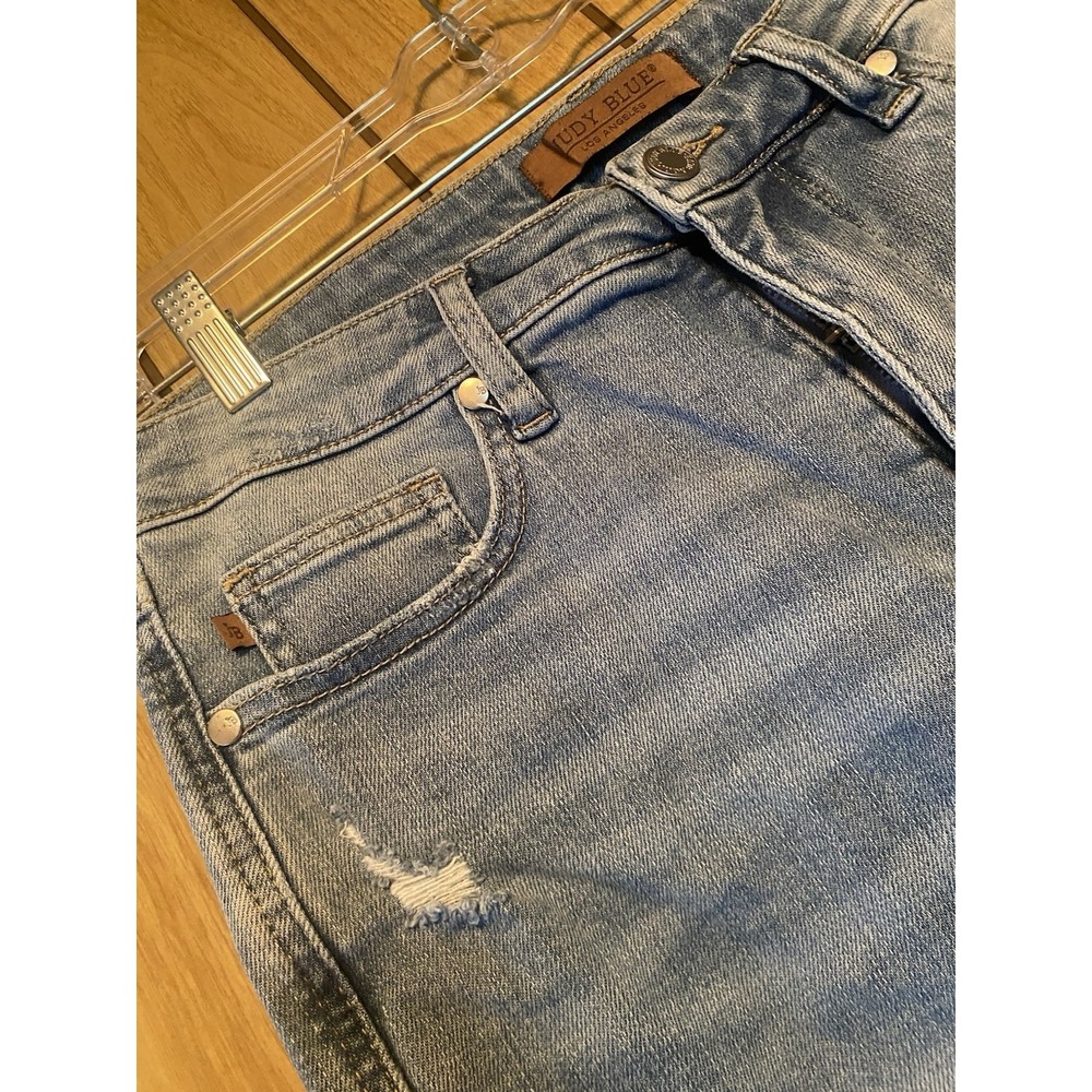 Judy Blue Wide Leg Distressed Jeans Raw Hem Light Wash Women's 11/30 - Picture 7 of 10